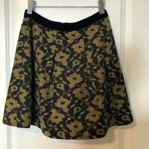 Gold and black floral print skirt